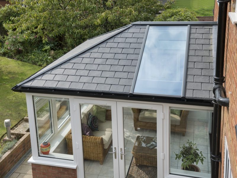 tiled conservatory roof with glass panels