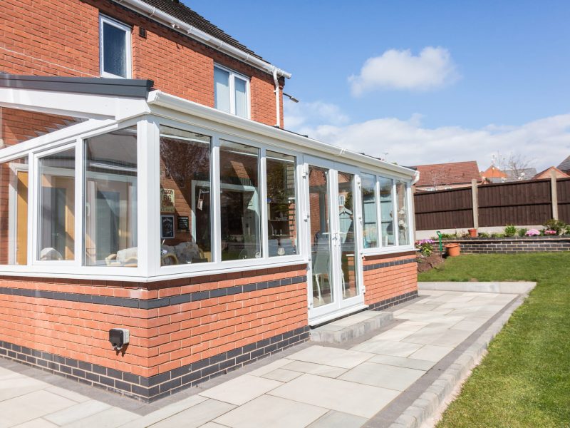 lean to conservatory white and brick