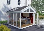 gable conservatory with glass panels