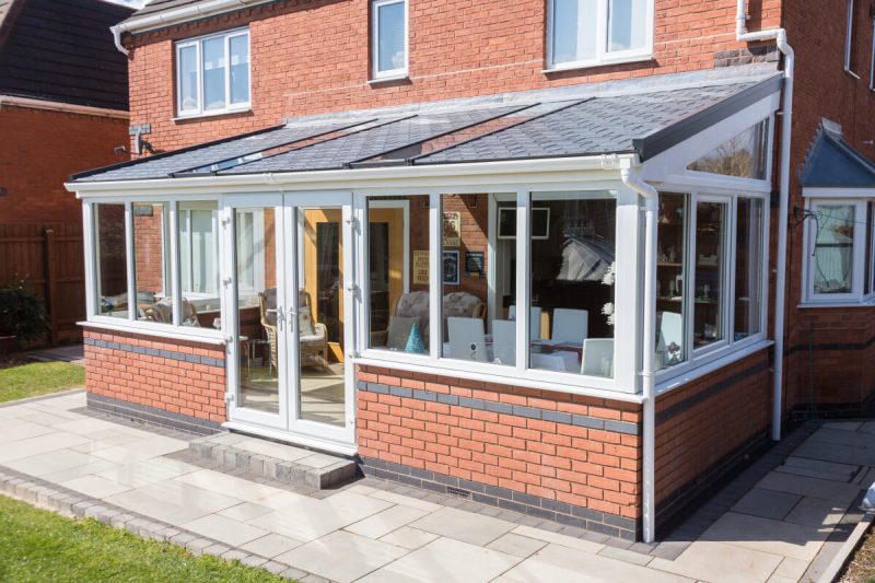 lean to conservatory with white doors